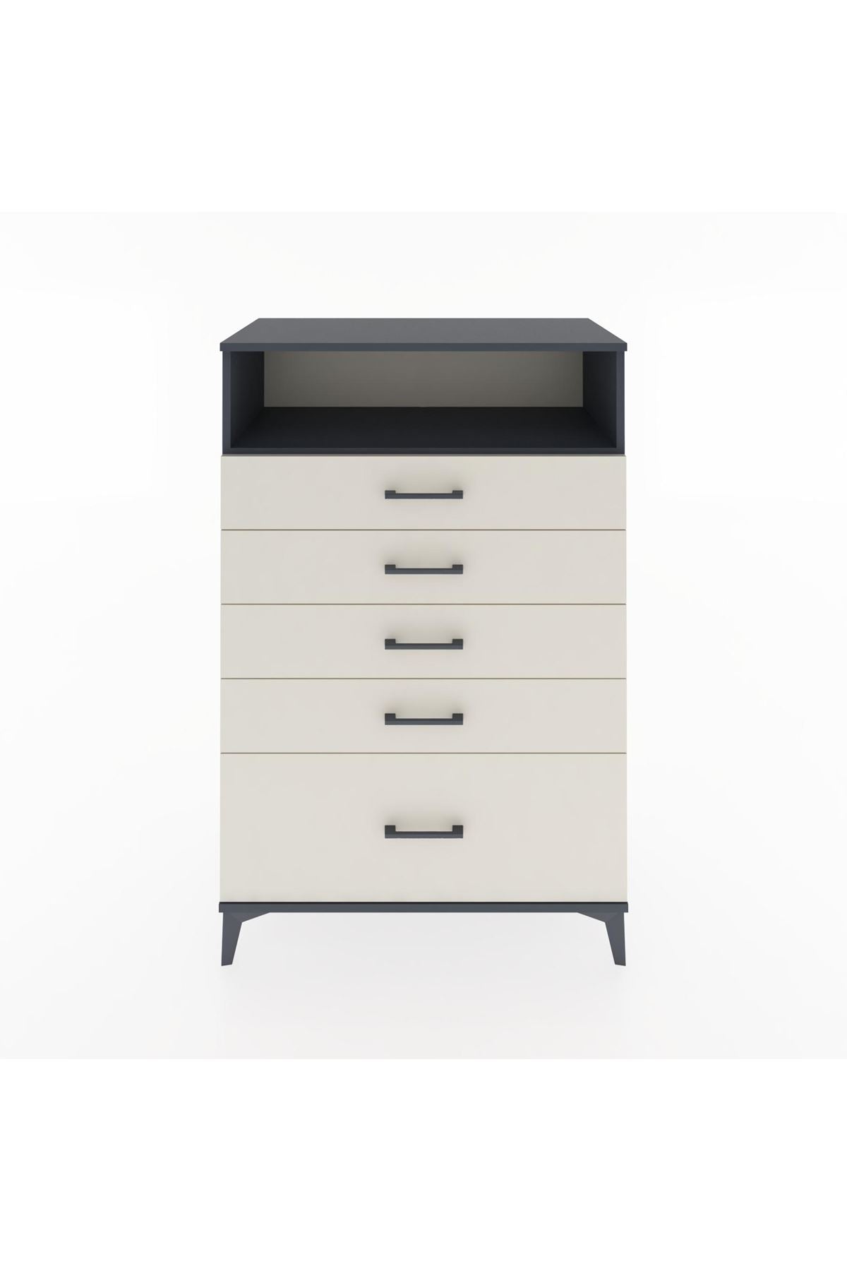 Hyperion Dolap Tek Raflı 5 Çekmeceli 88x44x134 Antrasit-Aytaşı