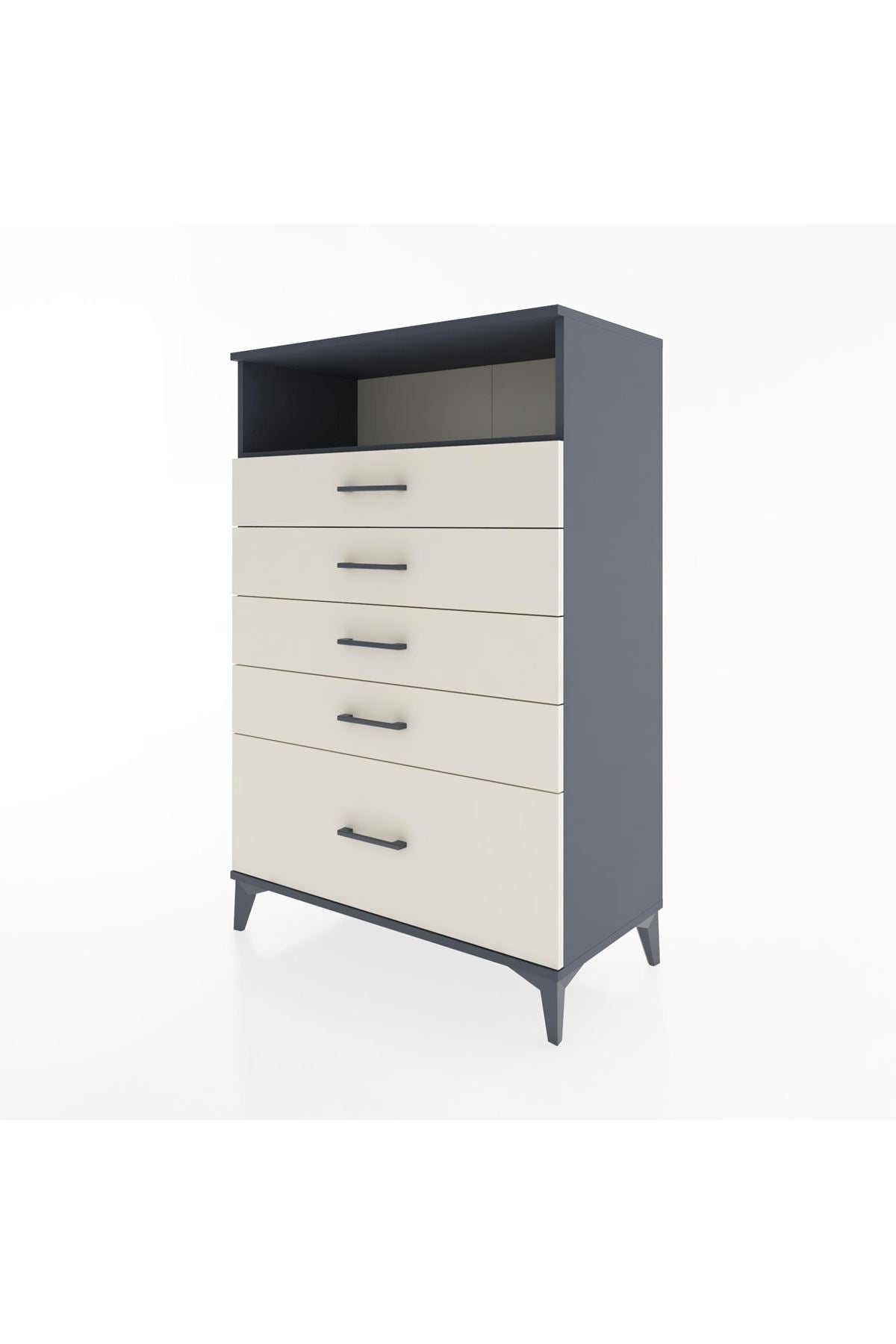 Hyperion Dolap Tek Raflı 5 Çekmeceli 88x44x134 Antrasit-Aytaşı