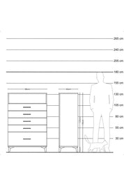 Hyperion Dolap Tek Raflı 5 Çekmeceli 88x44x134 - S51M032V5B