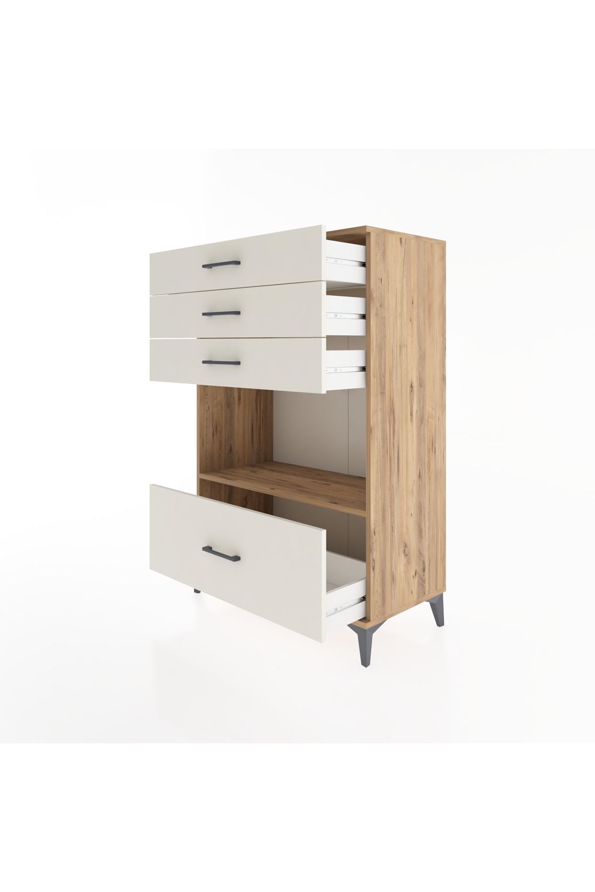 Hyperion Dolap Tek Raflı 4 Çekmeceli 88x44x134 Çam-Aytaşı