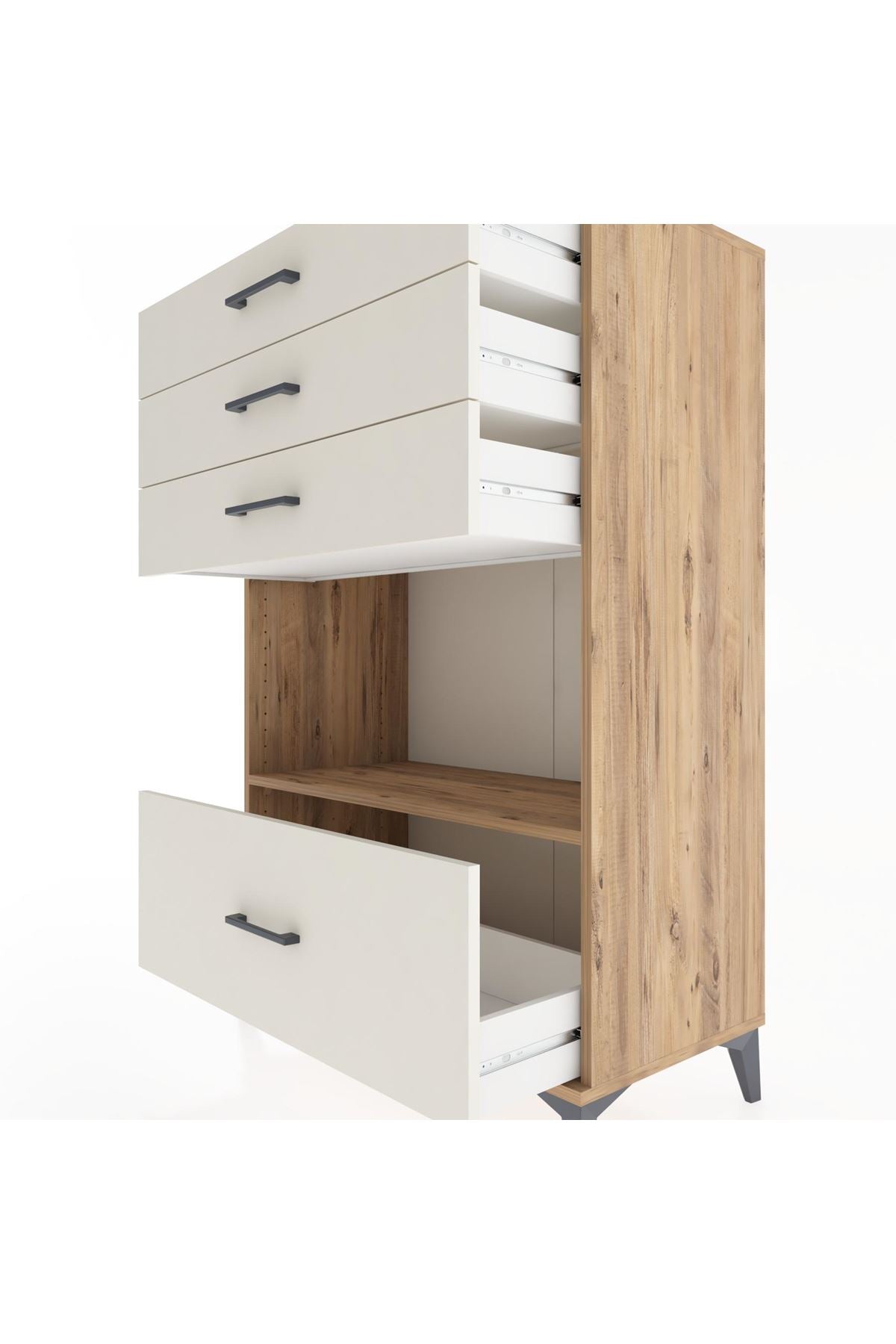 Hyperion Dolap Tek Raflı 4 Çekmeceli 88x44x134 Çam-Aytaşı