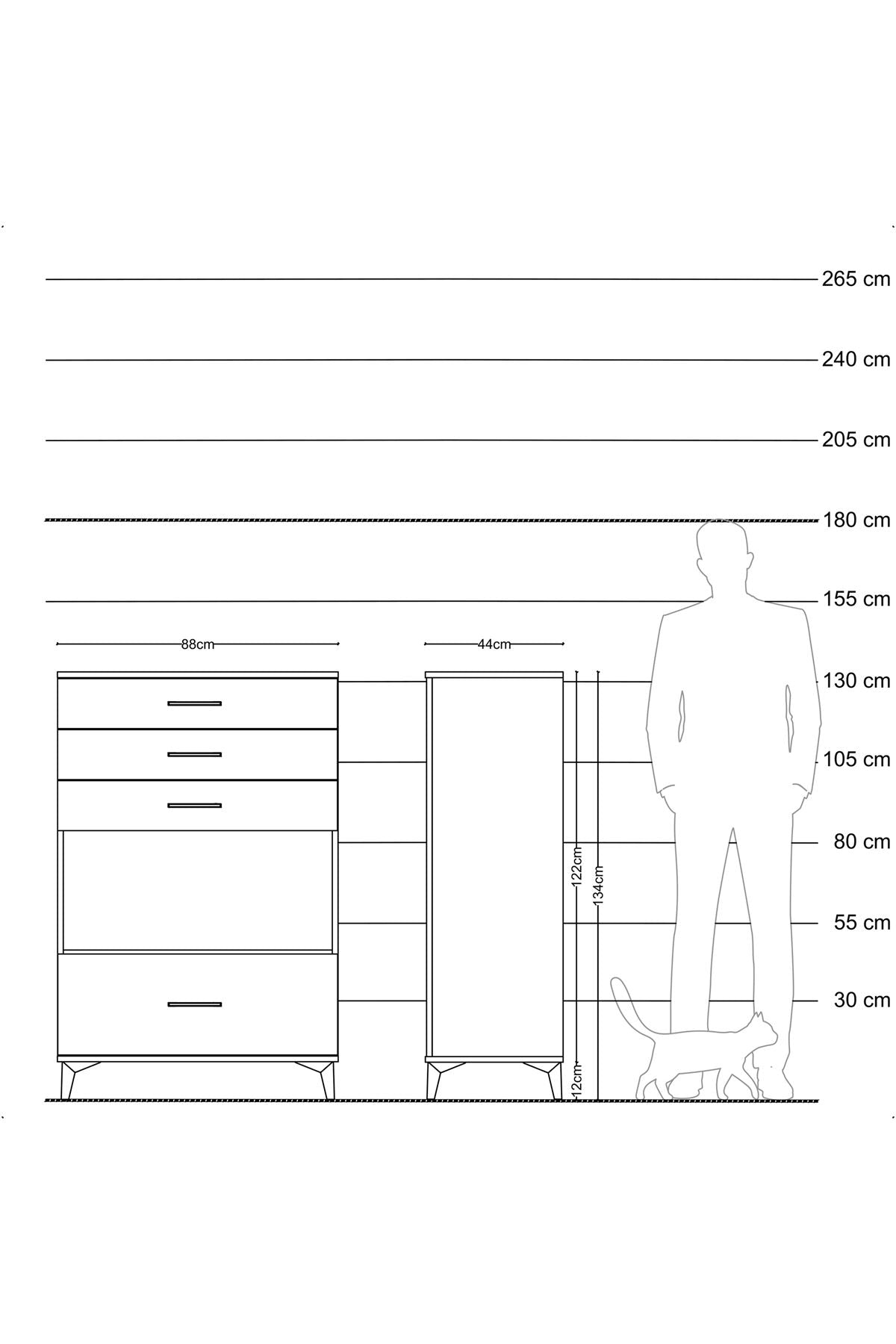 Hyperion Dolap Tek Raflı 4 Çekmeceli 88x44x134 Çam-Aytaşı