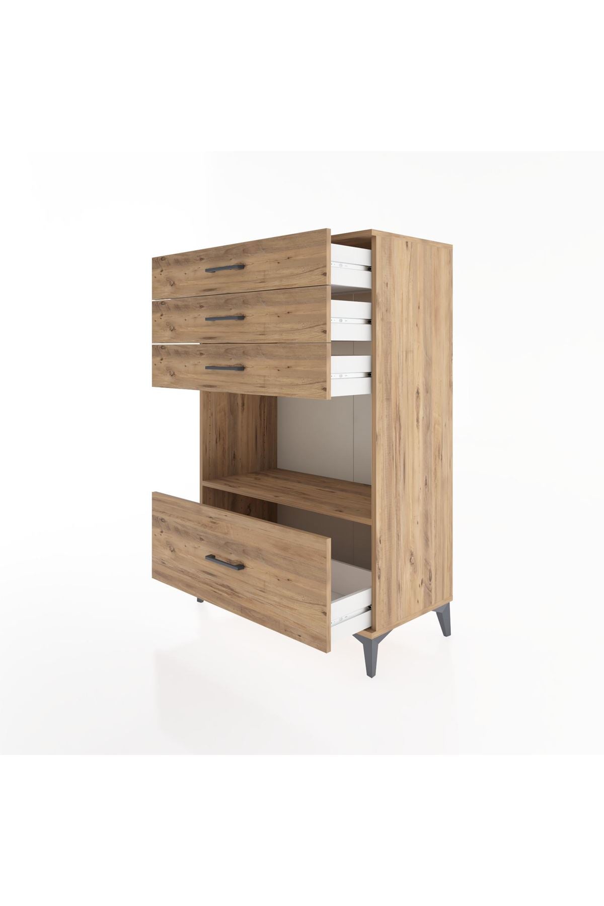 Hyperion Dolap Tek Raflı 4 Çekmeceli 88x44x134 - S51M033V9B