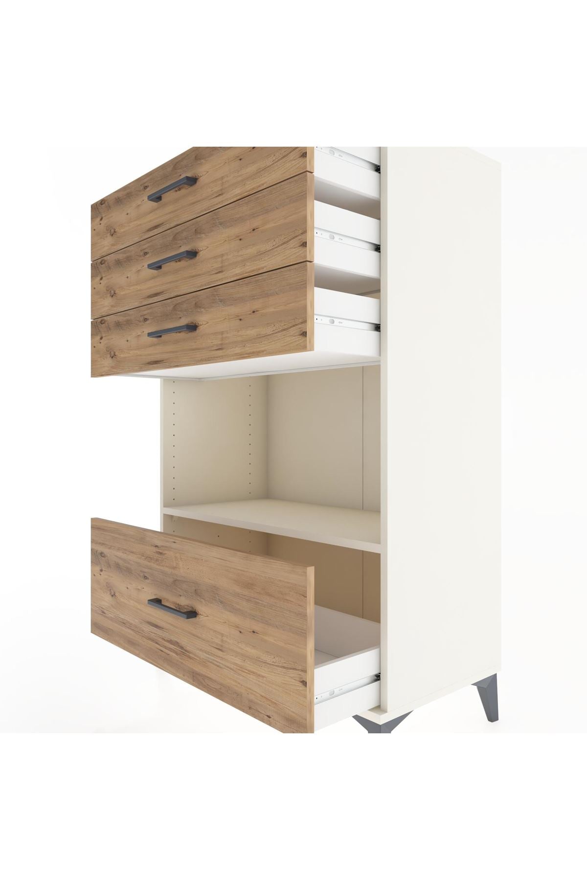 Hyperion Dolap Tek Raflı 4 Çekmeceli 88x44x134 - S51M034V3B