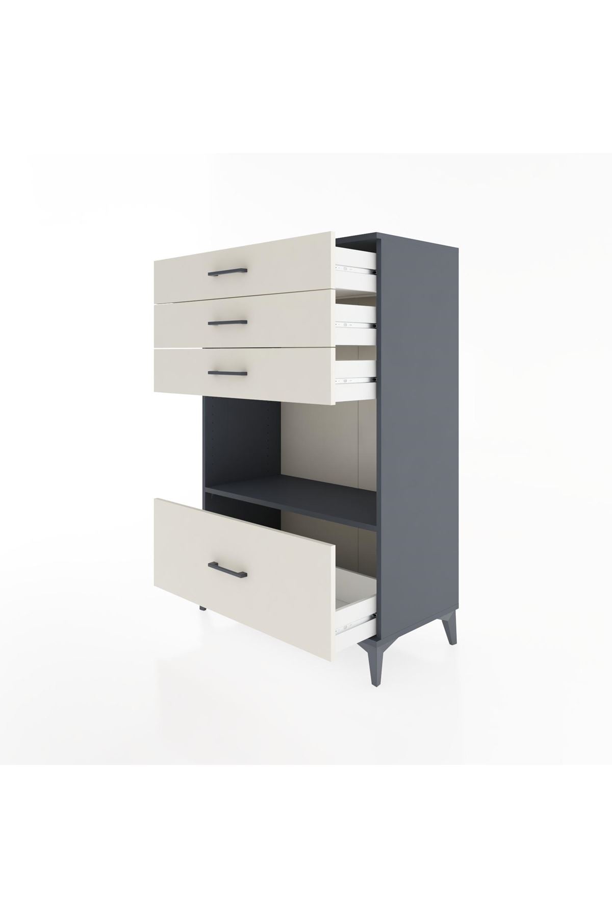 Hyperion Dolap Tek Raflı 4 Çekmeceli 88x44x134 - S51M034V4B