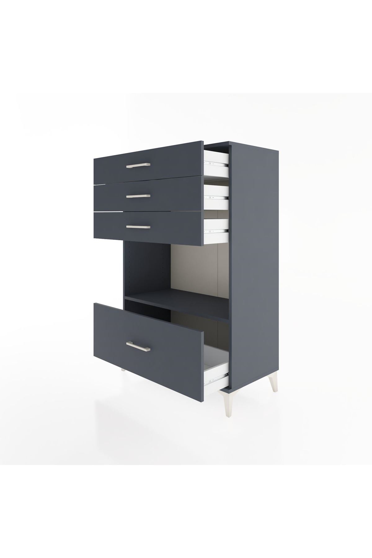 Hyperion Dolap Tek Raflı 4 Çekmeceli 88x44x134 - S51M034V5B