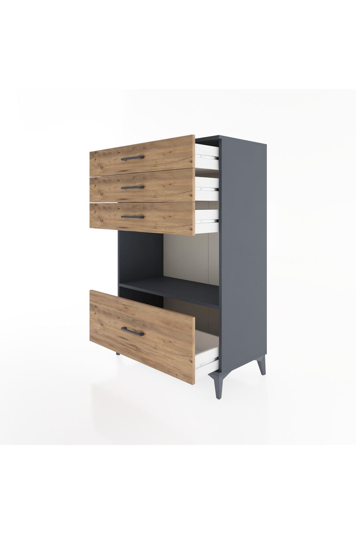 Hyperion Dolap Tek Raflı 4 Çekmeceli 88x44x134 - S51M034V6B