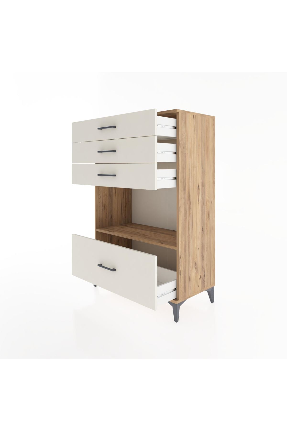 Hyperion Dolap Tek Raflı 4 Çekmeceli 88x44x134 - S51M034V7B