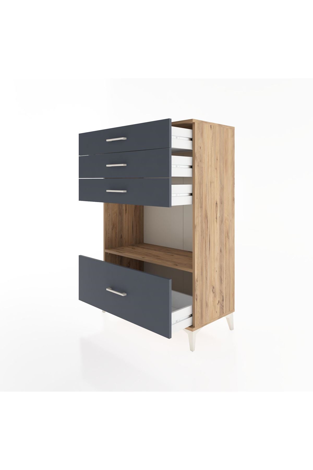 Hyperion Dolap Tek Raflı 4 Çekmeceli 88x44x134 - S51M034V8B