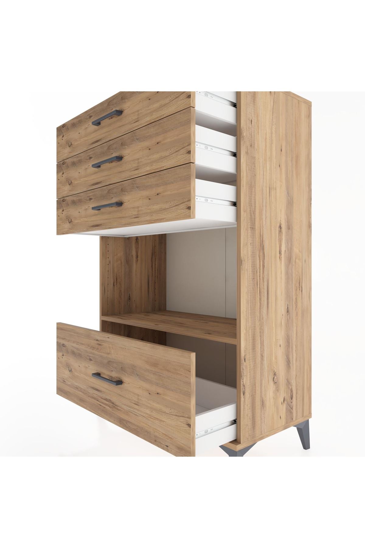 Hyperion Dolap Tek Raflı 4 Çekmeceli 88x44x134 - S51M034V9B