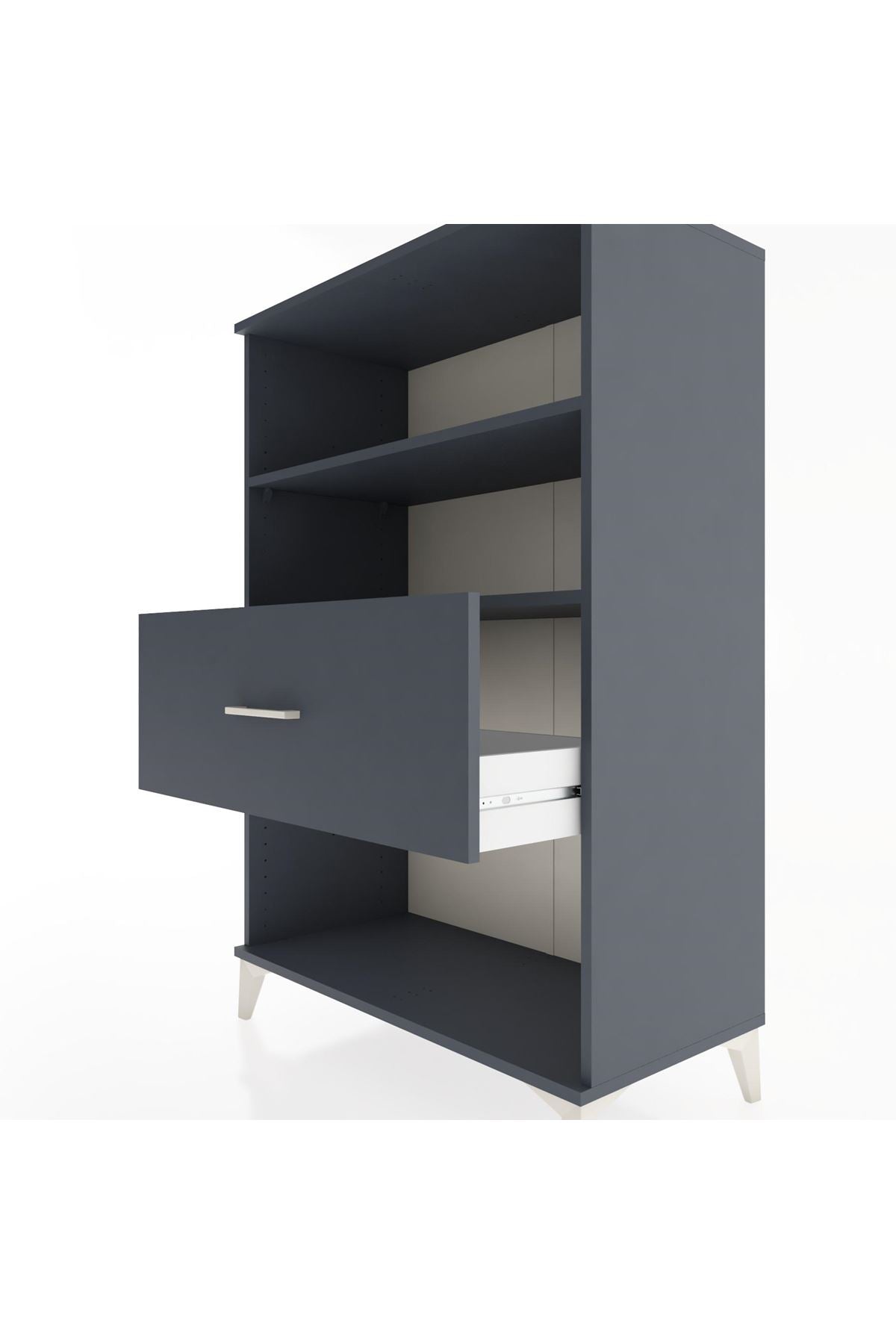 Hyperion Dolap 2 Raflı Tek Çekmeceli 88x44x134 Antrasit-Antrasit