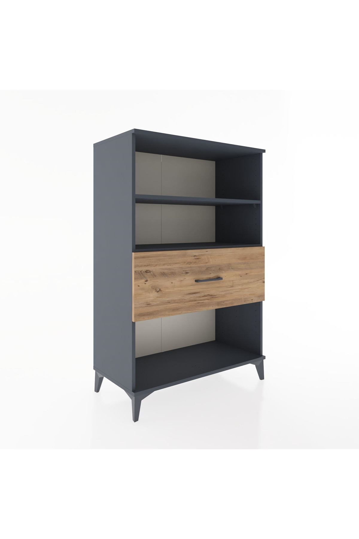 Hyperion Dolap 2 Raflı Tek Çekmeceli 88x44x134 Antrasit-Çam