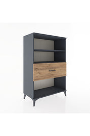 Hyperion Dolap 2 Raflı Tek Çekmeceli 88x44x134 Antrasit-Çam