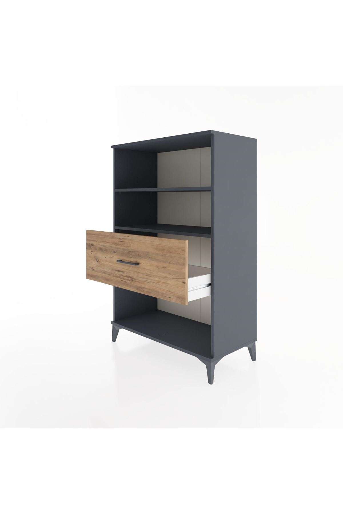 Hyperion Dolap 2 Raflı Tek Çekmeceli 88x44x134 Antrasit-Çam