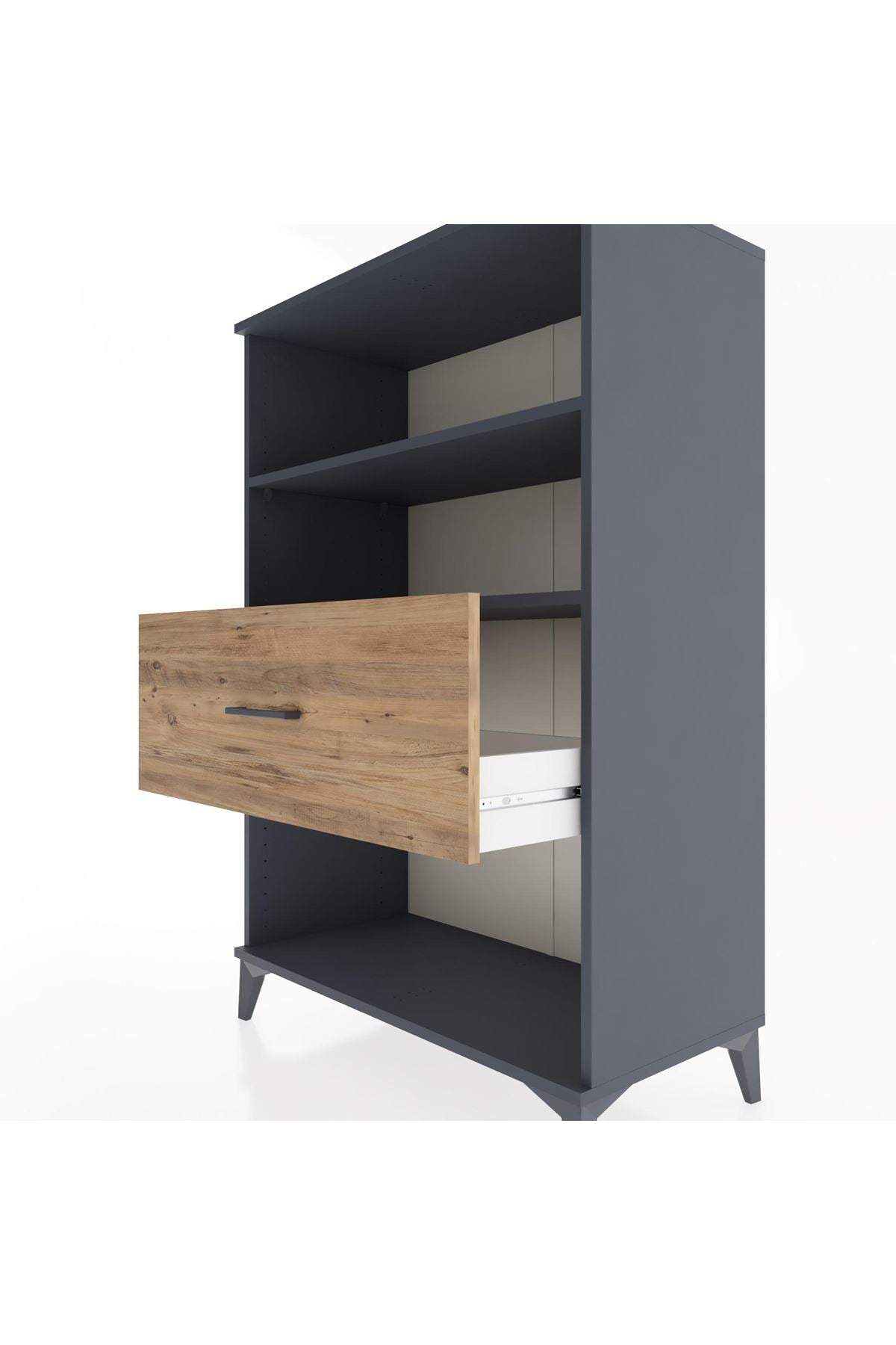 Hyperion Dolap 2 Raflı Tek Çekmeceli 88x44x134 Antrasit-Çam