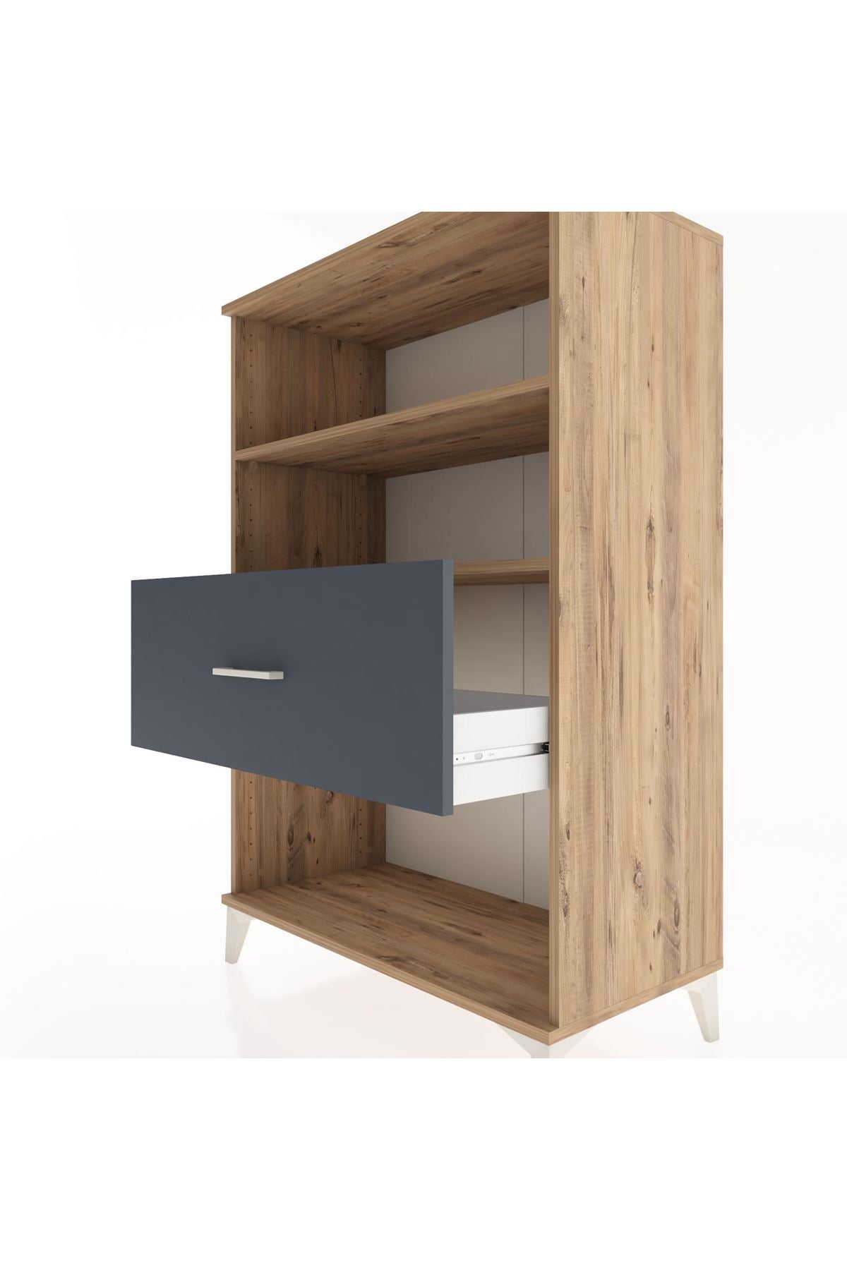 Hyperion Dolap 2 Raflı Tek Çekmeceli 88x44x134 Çam-Antrasit