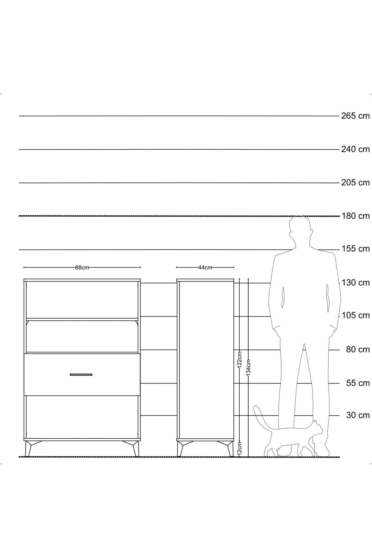 Hyperion Dolap 2 Raflı Tek Çekmeceli 88x44x134 Çam-Çam