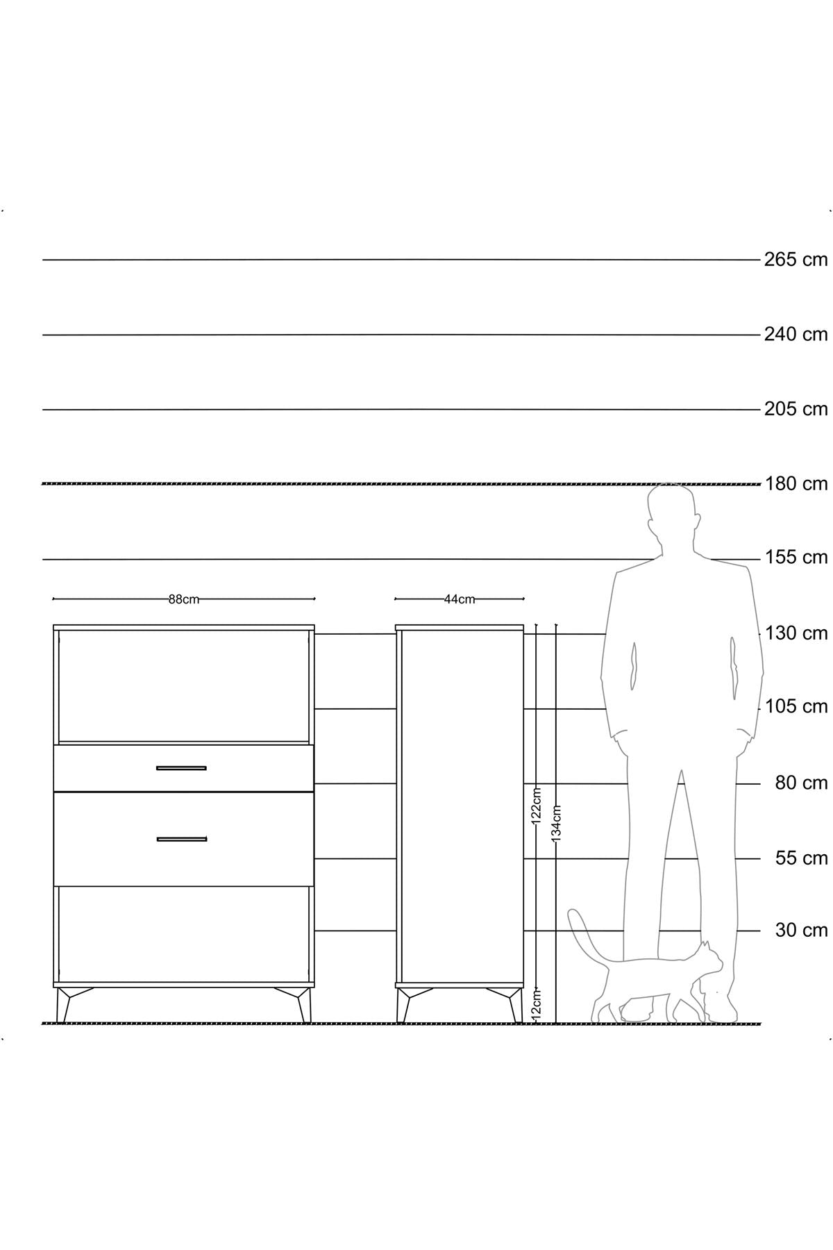 Hyperion Dolap Tek Raflı 2 Çekmeceli 88x44x134 - S51M036V1B