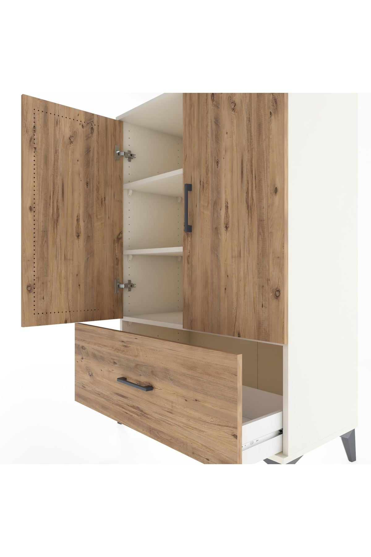 Hyperion Dolap 3 Raflı Tek Çekmeceli 2 Kapaklı 88x44x134 Aytaşı-Çam