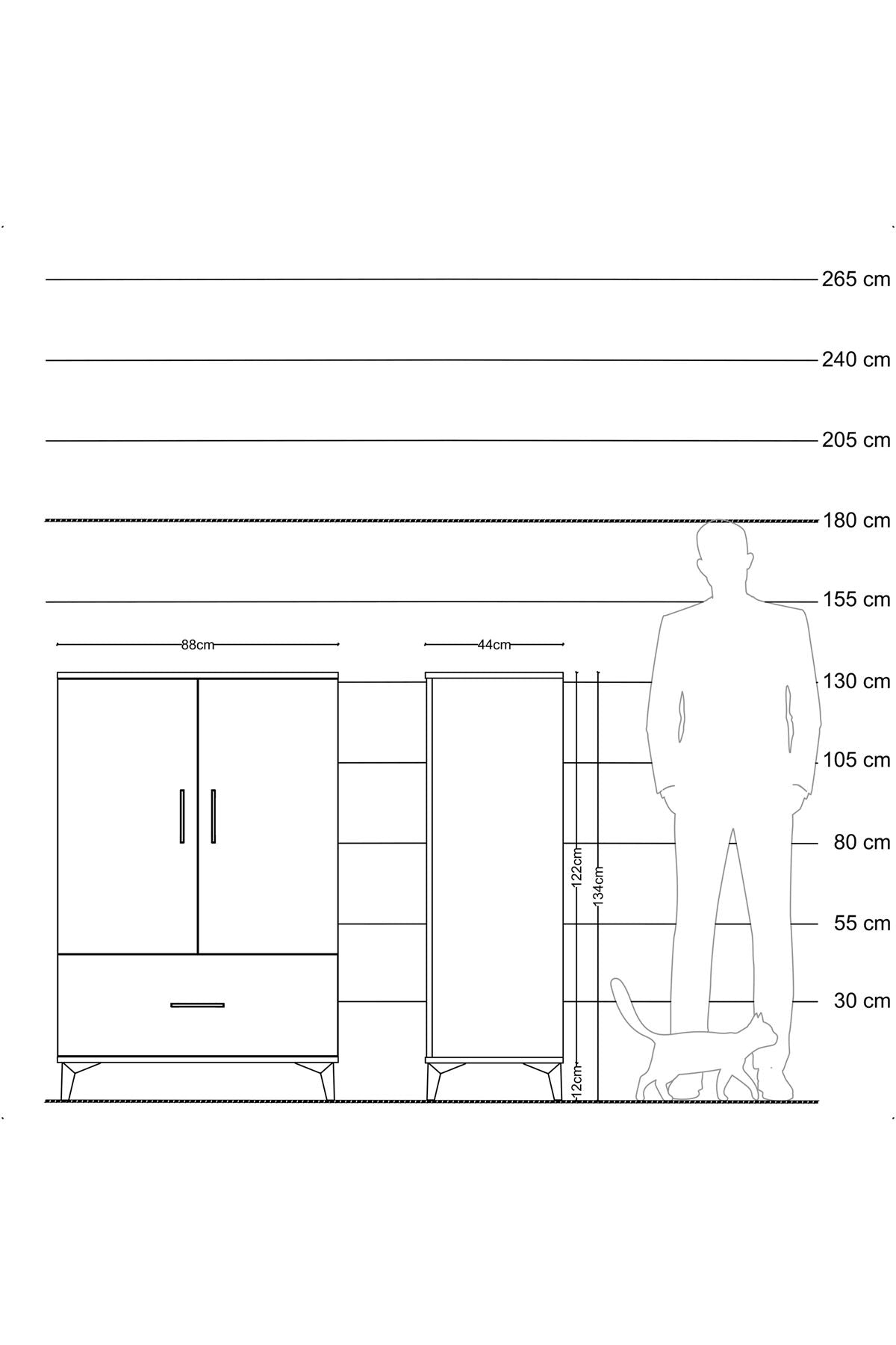 Hyperion Dolap 3 Raflı Tek Çekmeceli 2 Kapaklı 88x44x134 Aytaşı-Çam