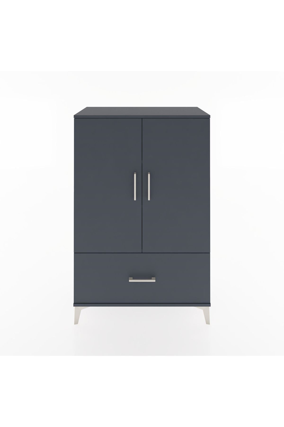 Hyperion Dolap 3 Raflı Tek Çekmeceli 2 Kapaklı 88x44x134 Antrasit-Antrasit