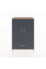 Hyperion Dolap 3 Raflı Tek Çekmeceli 2 Kapaklı 88x44x134 Çam-Antrasit