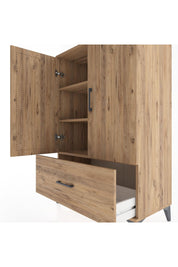 Hyperion Dolap 3 Raflı Tek Çekmeceli 2 Kapaklı 88x44x134 Çam-Çam