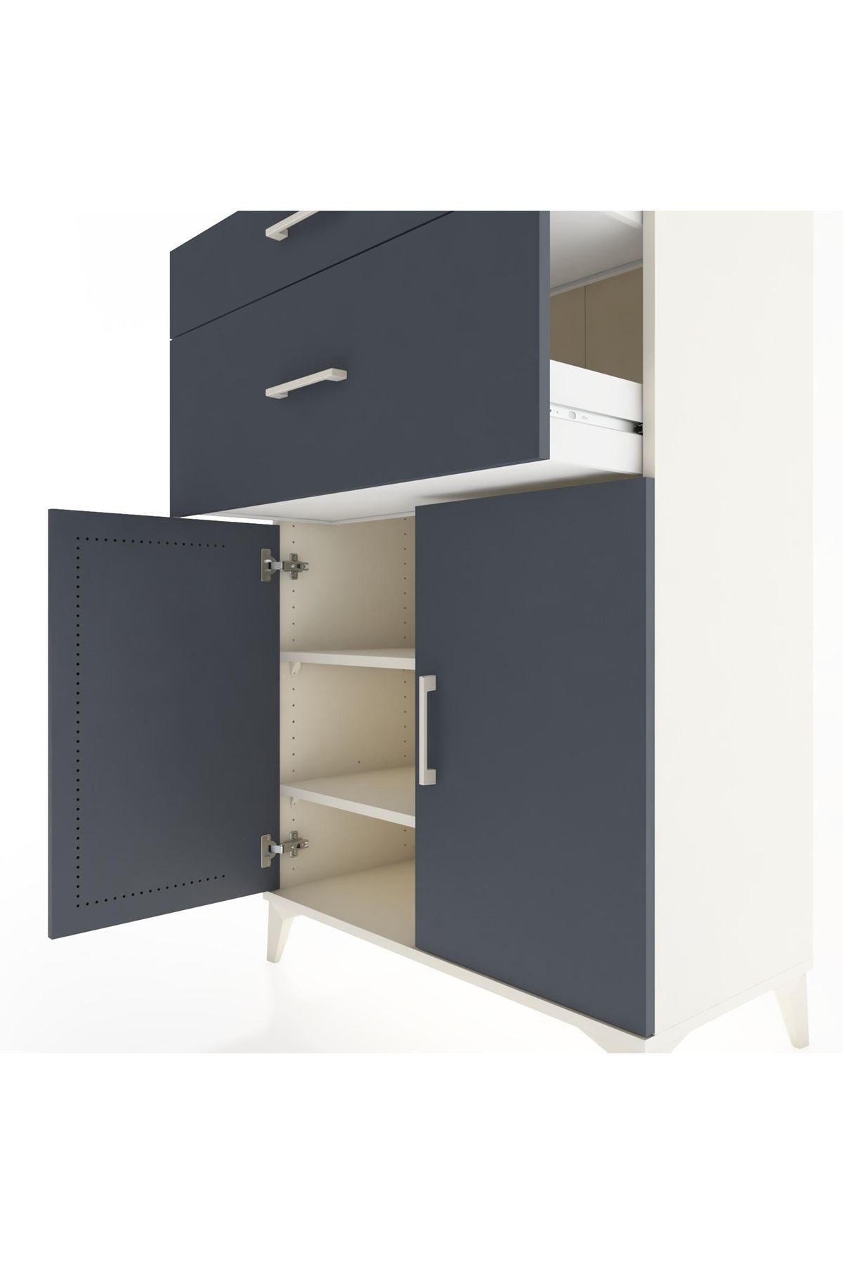 Hyperion Dolap 2 Raflı 2 Çekmeceli 2 Kapaklı 88x44x134 Aytaşı-Antrasit