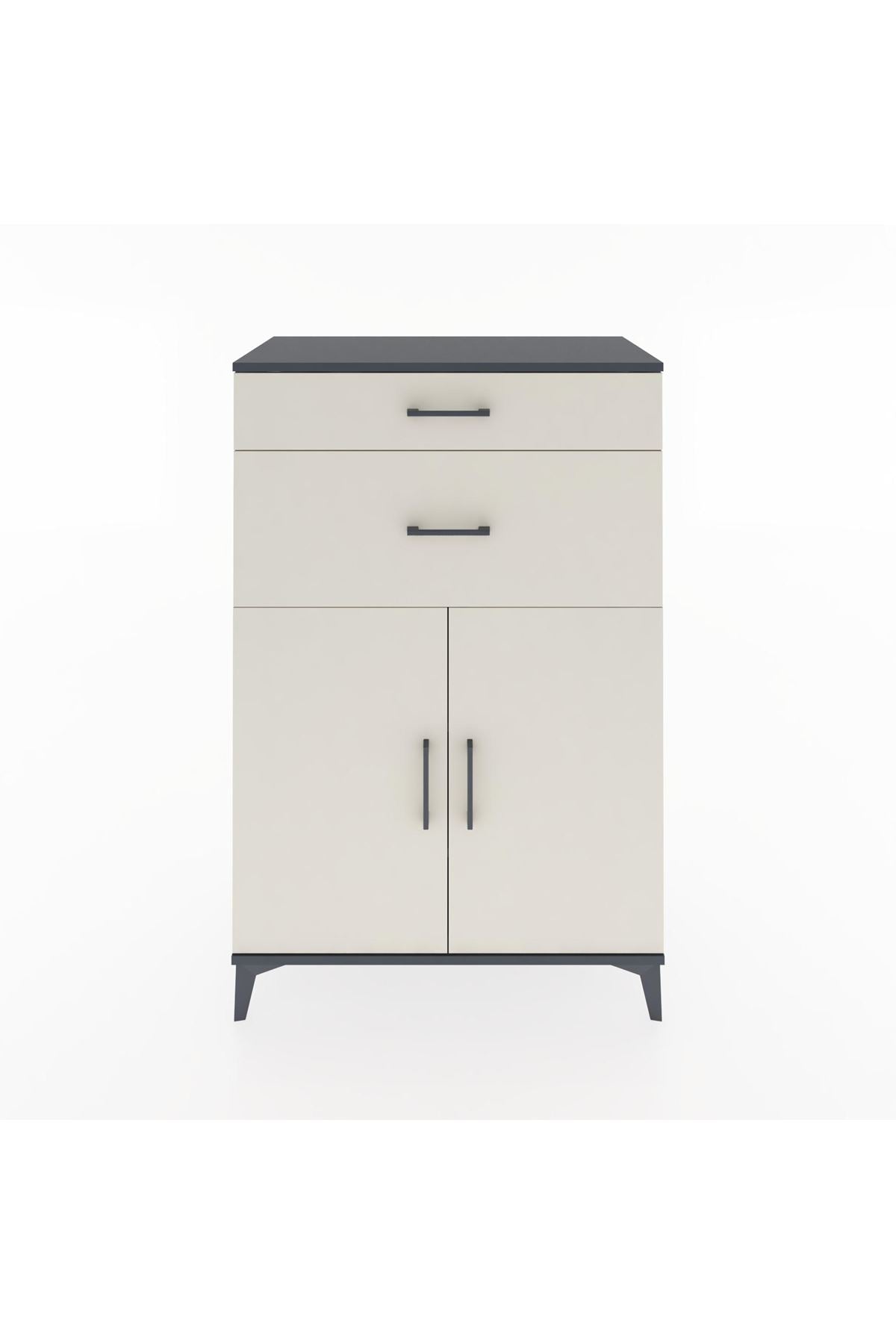 Hyperion Dolap 2 Raflı 2 Çekmeceli 2 Kapaklı 88x44x134 Antrasit-Aytaşı