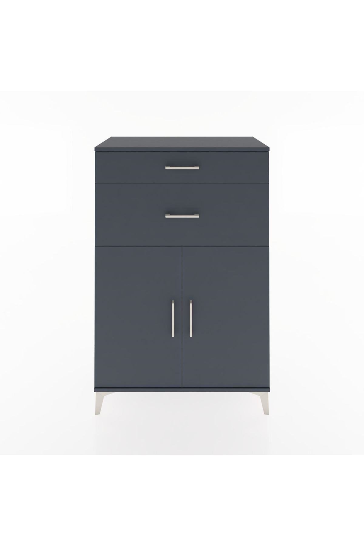 Hyperion Dolap 2 Raflı 2 Çekmeceli 2 Kapaklı 88x44x134 Antrasit-Antrasit