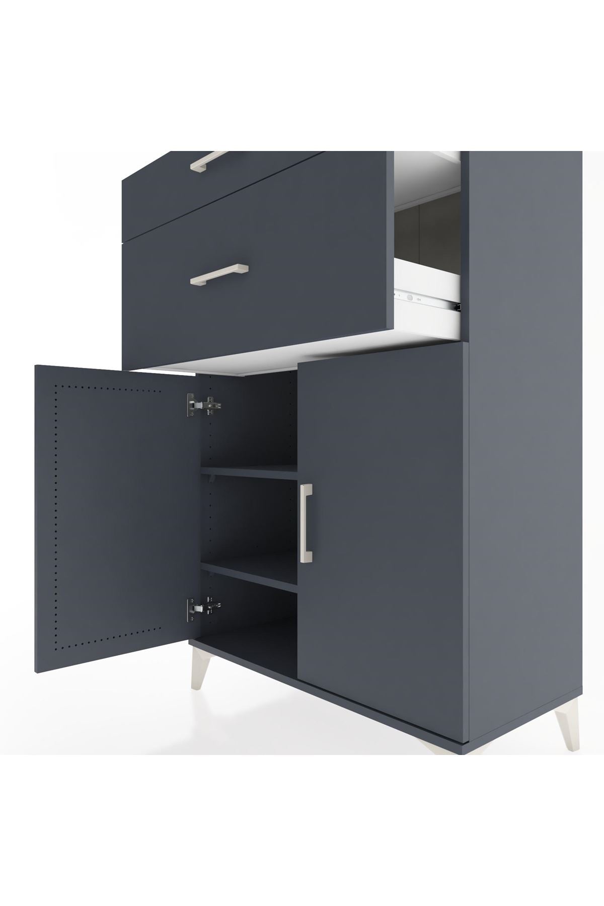 Hyperion Dolap 2 Raflı 2 Çekmeceli 2 Kapaklı 88x44x134 Antrasit-Antrasit