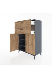 Hyperion Dolap 2 Raflı 2 Çekmeceli 2 Kapaklı 88x44x134 Antrasit-Çam