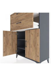 Hyperion Dolap 2 Raflı 2 Çekmeceli 2 Kapaklı 88x44x134 Antrasit-Çam