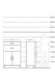 Hyperion Dolap 2 Raflı 2 Çekmeceli 2 Kapaklı 88x44x134 Antrasit-Çam