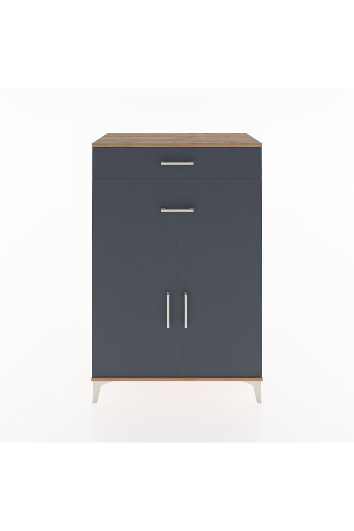 Hyperion Dolap 2 Raflı 2 Çekmeceli 2 Kapaklı 88x44x134 Çam-Antrasit