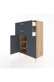 Hyperion Dolap 2 Raflı 2 Çekmeceli 2 Kapaklı 88x44x134 Çam-Antrasit