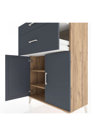 Hyperion Dolap 2 Raflı 2 Çekmeceli 2 Kapaklı 88x44x134 Çam-Antrasit