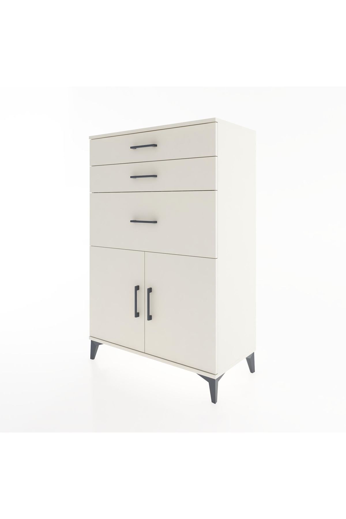 Hyperion Dolap Tek Raflı 3 Çekmeceli 2 Kapaklı 88x44x134 - S51M003V1B