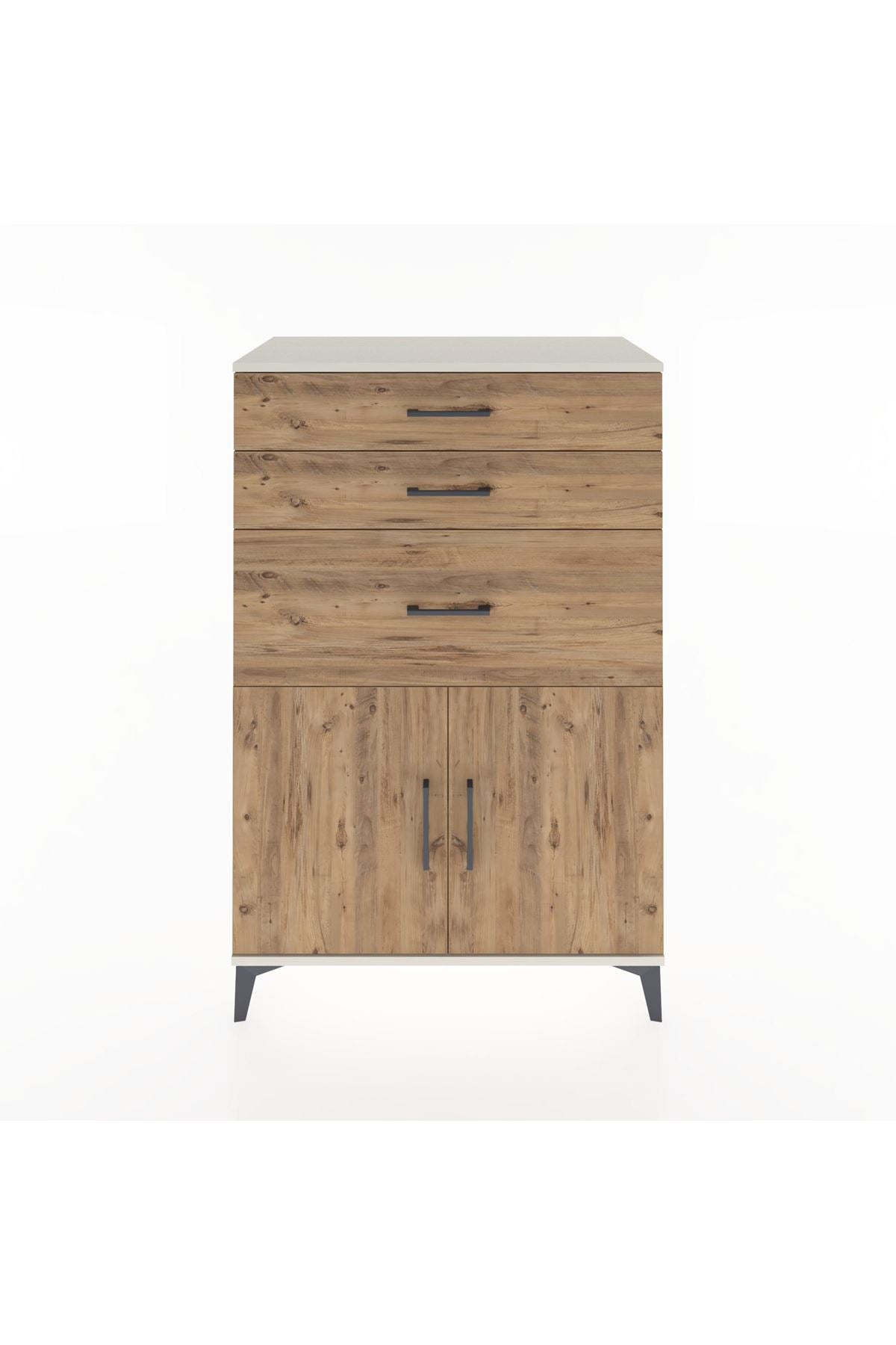 Hyperion Dolap Tek Raflı 3 Çekmeceli 2 Kapaklı 88x44x134 Aytaşı-Çam