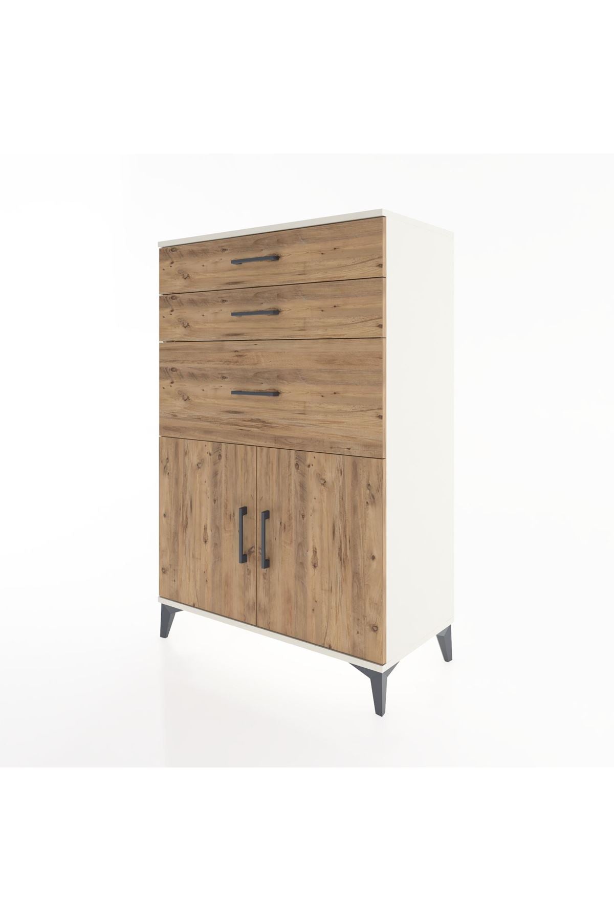 Hyperion Dolap Tek Raflı 3 Çekmeceli 2 Kapaklı 88x44x134 Aytaşı-Çam