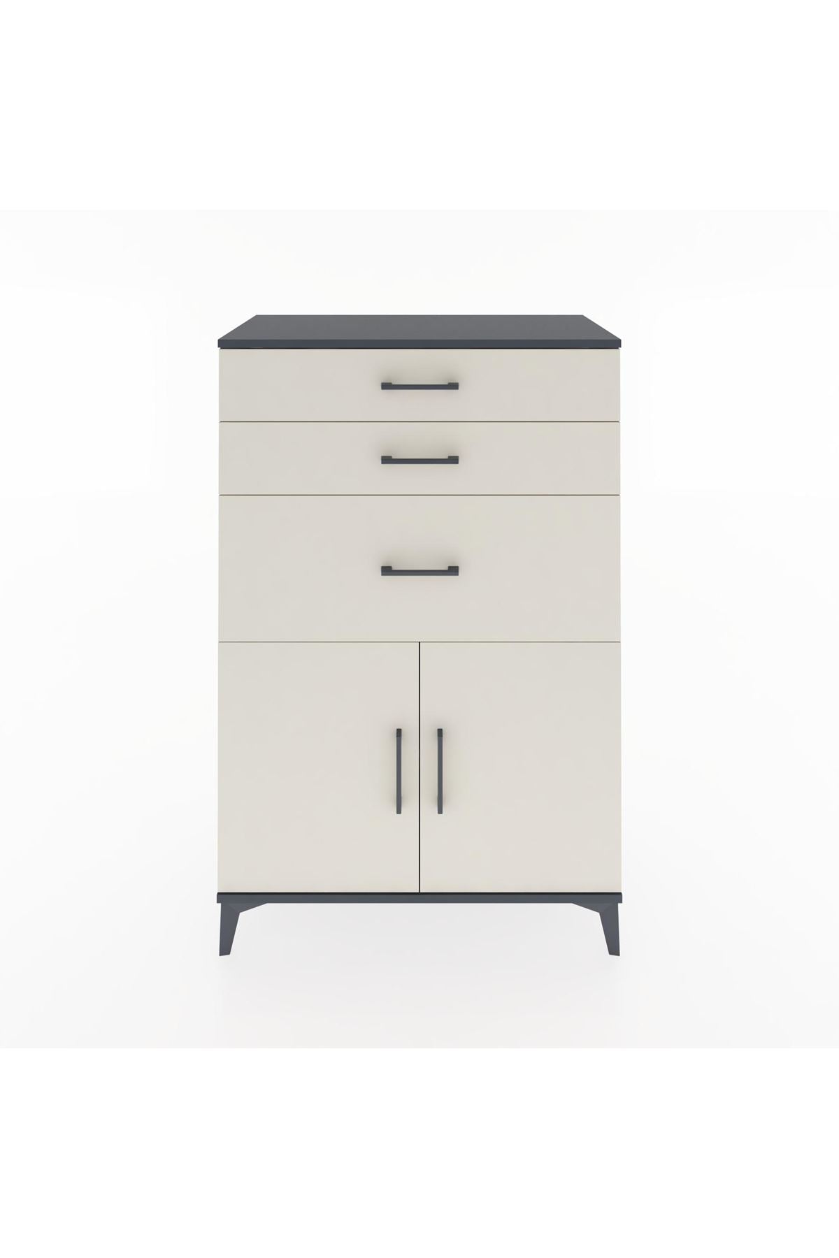 Hyperion Dolap Tek Raflı 3 Çekmeceli 2 Kapaklı 88x44x134 - S51M003V4B