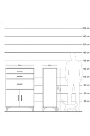 Hyperion Dolap Tek Raflı 3 Çekmeceli 2 Kapaklı 88x44x134 Antrasit-Çam
