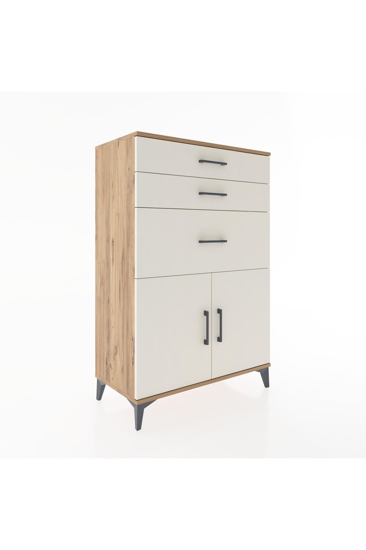 Hyperion Dolap Tek Raflı 3 Çekmeceli 2 Kapaklı 88x44x134 - S51M003V7B