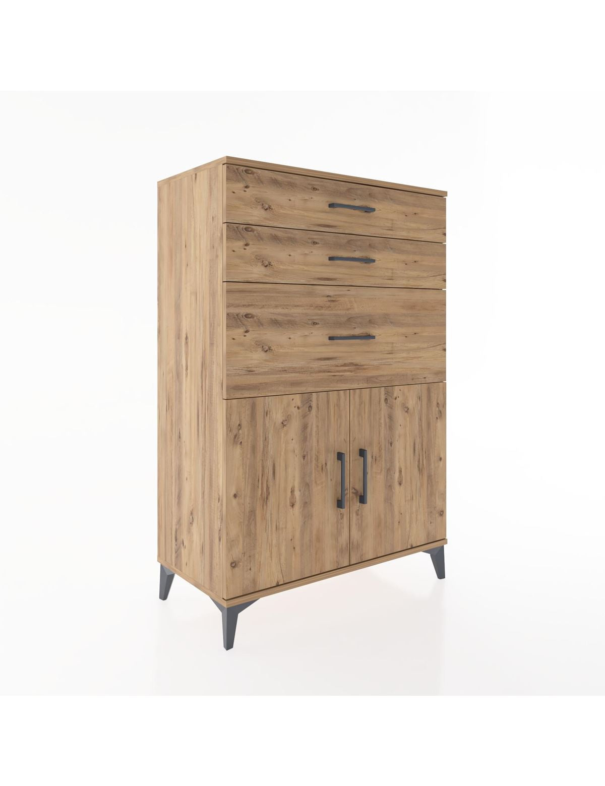 Hyperion Dolap Tek Raflı 3 Çekmeceli 2 Kapaklı 88x44x134 - S51M003V9B