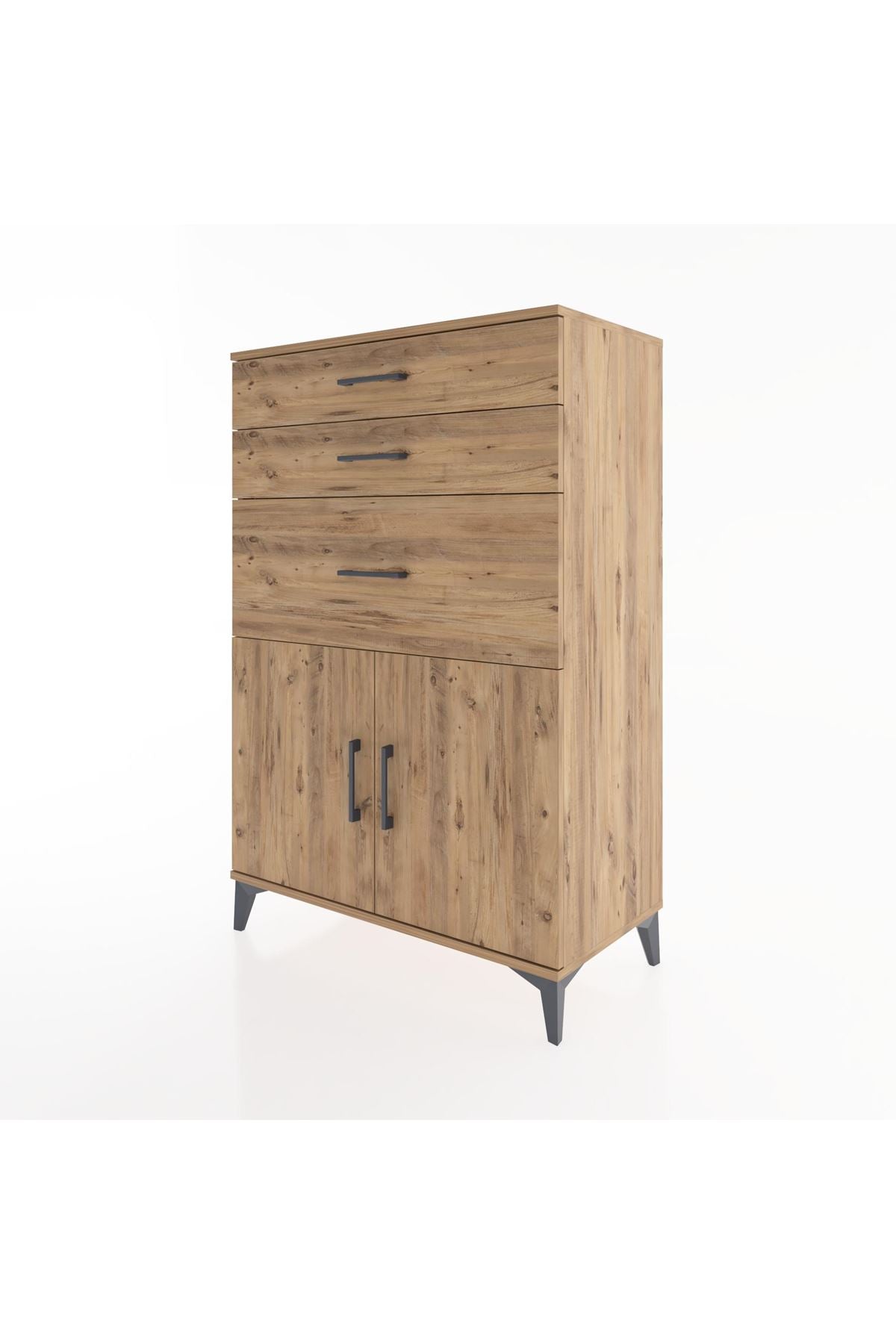 Hyperion Dolap Tek Raflı 3 Çekmeceli 2 Kapaklı 88x44x134 - S51M003V9B