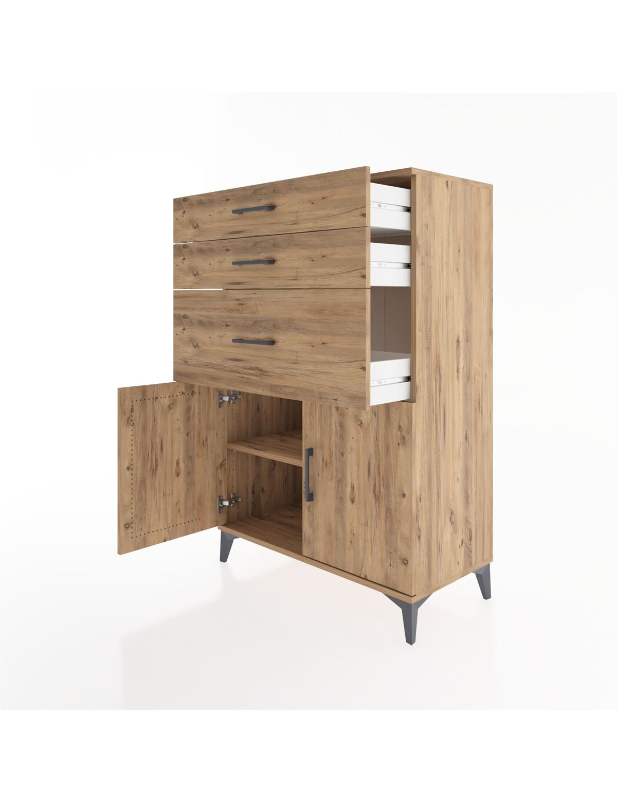 Hyperion Dolap Tek Raflı 3 Çekmeceli 2 Kapaklı 88x44x134 - S51M003V9B