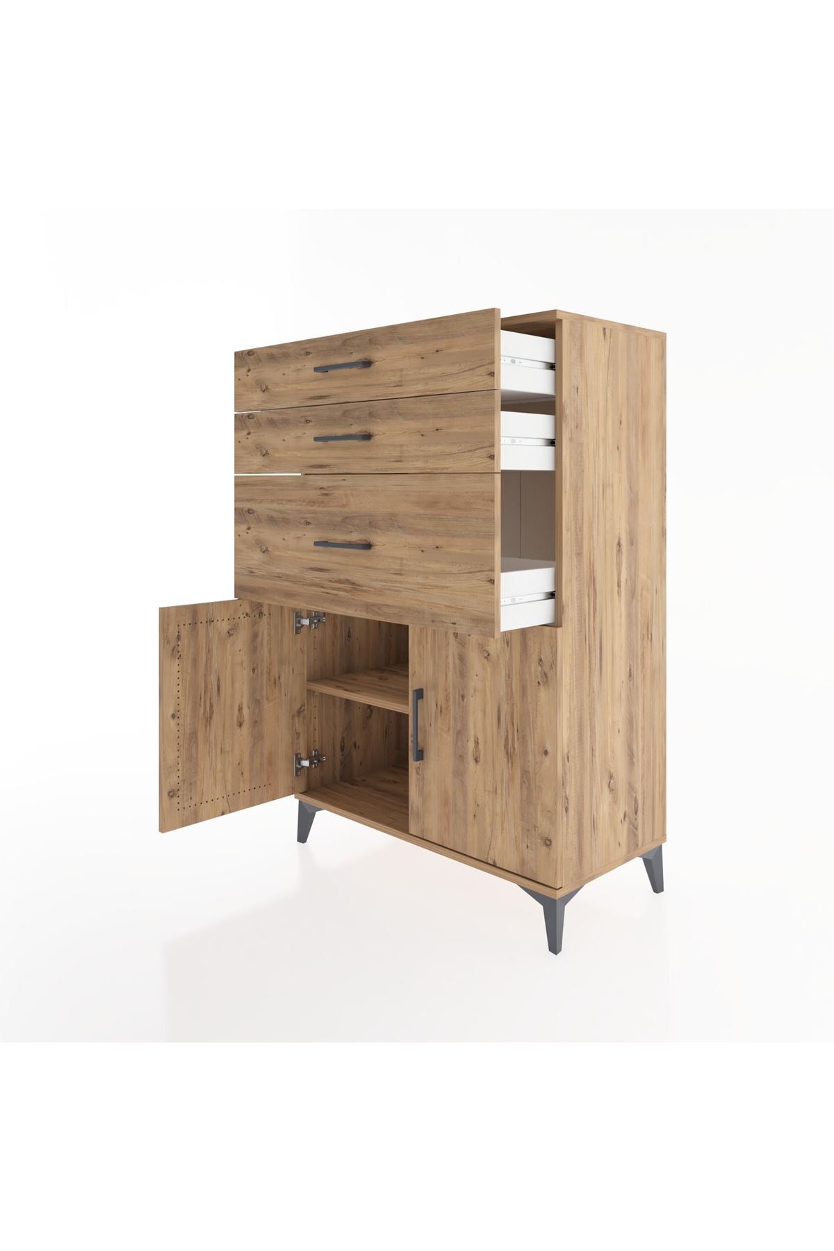 Hyperion Dolap Tek Raflı 3 Çekmeceli 2 Kapaklı 88x44x134 - S51M003V9B