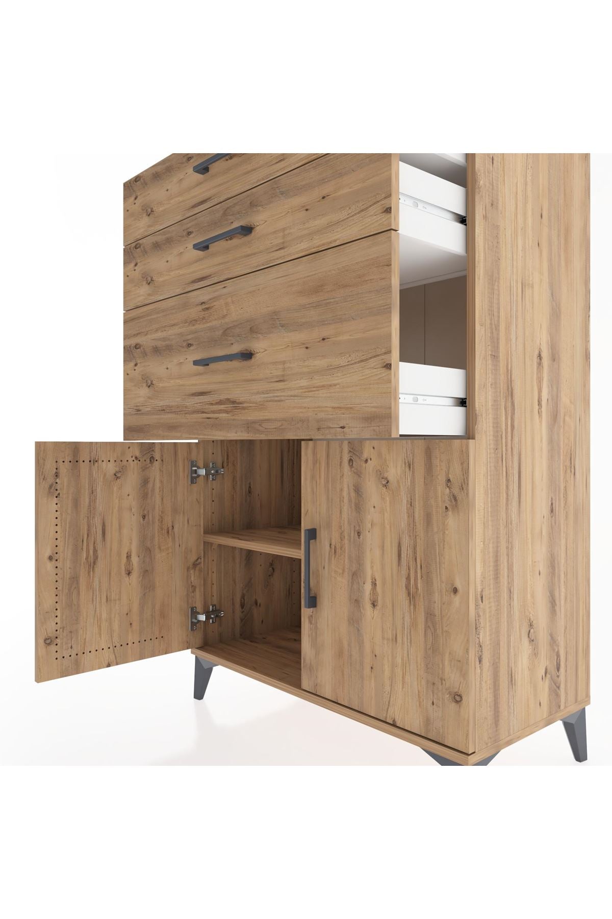 Hyperion Dolap Tek Raflı 3 Çekmeceli 2 Kapaklı 88x44x134 - S51M003V9B