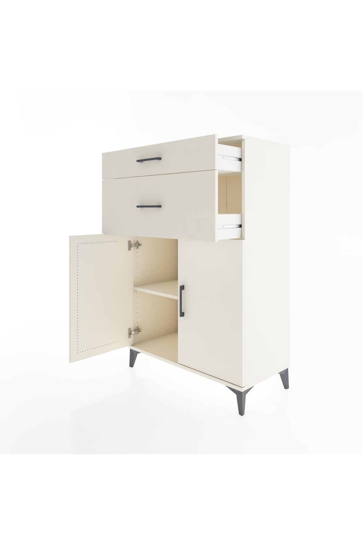 Hyperion Dolap Tek Raflı 2 Çekmeceli 2 Kapaklı 88x44x134 - S51M004V1B