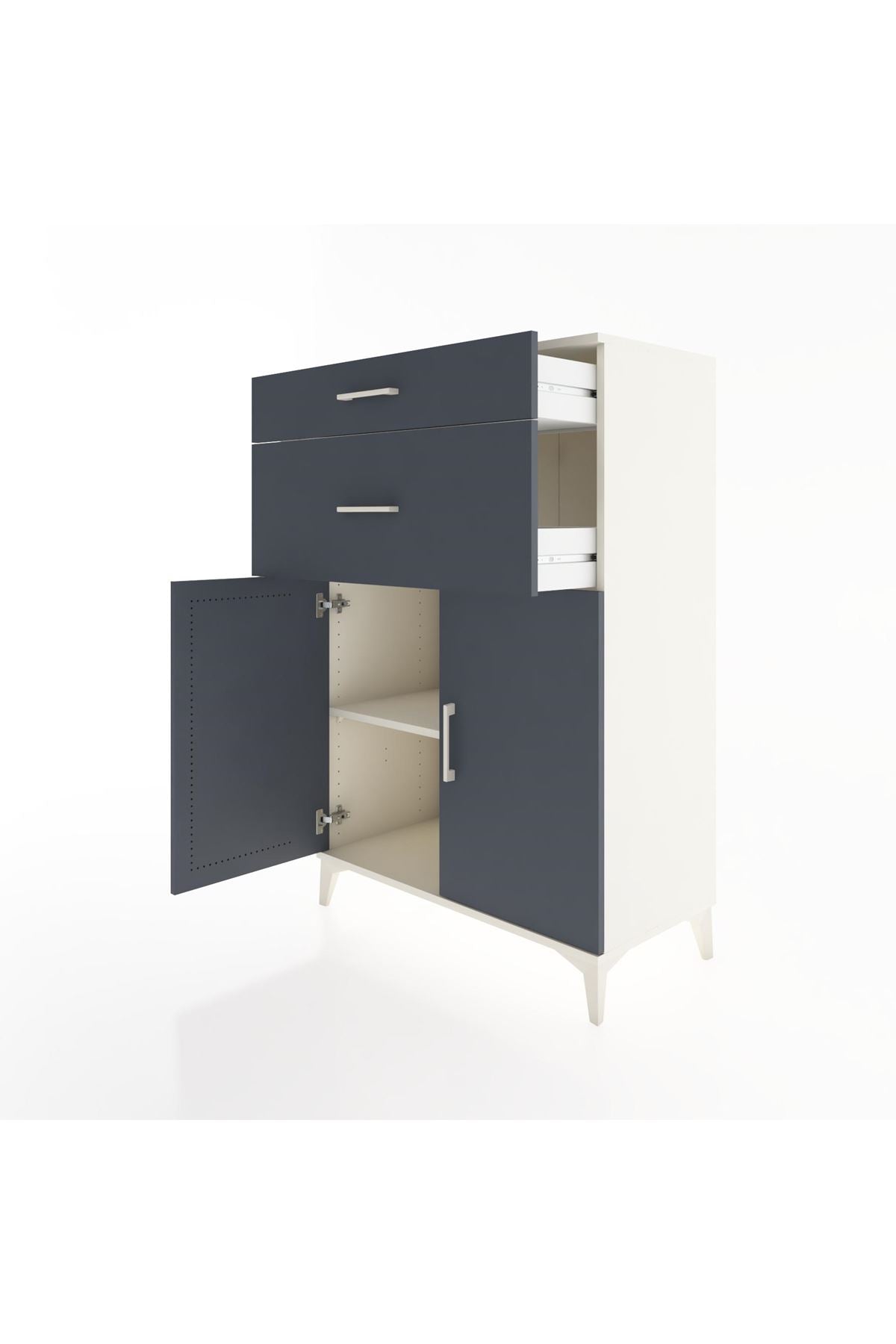 Hyperion Dolap Tek Raflı 2 Çekmeceli 2 Kapaklı 88x44x134 - S51M004V2B